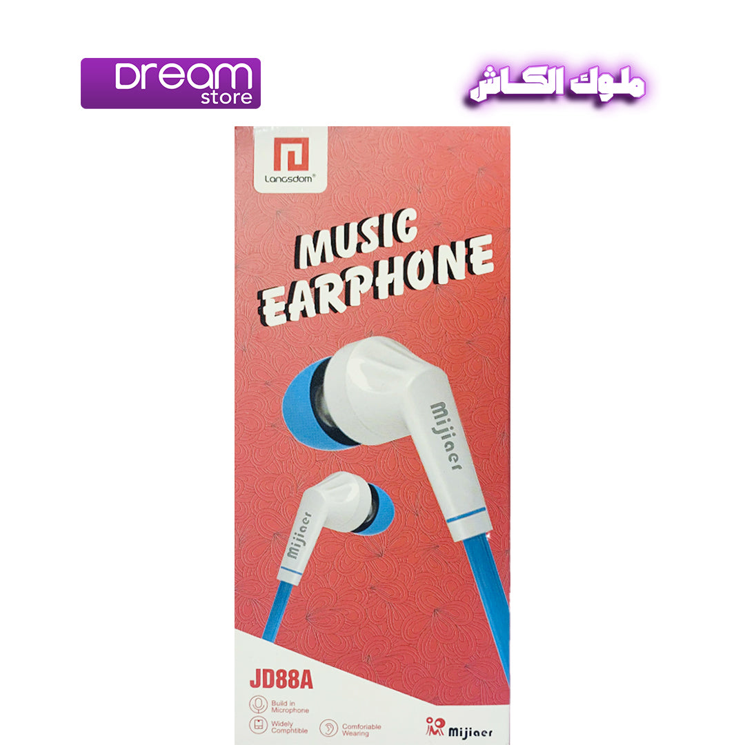 BlueLife Langsdom JD88 3.6mm Super Bass In-Ear Headphone Headset Wired Stereo - Blue And White